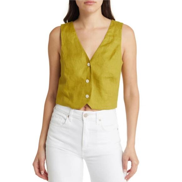 Madewell Tops - NWT Madewell Linen Cropped Vest Lim Green Size 00